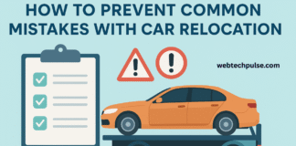 Car being transported on a truck with checklist and warning signs