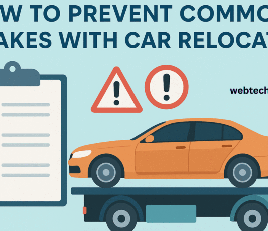 Car being transported on a truck with checklist and warning signs